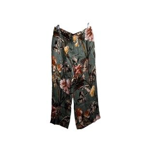 Off-White Pants Floral Print High Rise Wide Leg Palazzo